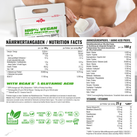 BWG Soja Isolat Protein Shake, Vegan und Laktosefrei, 2500g